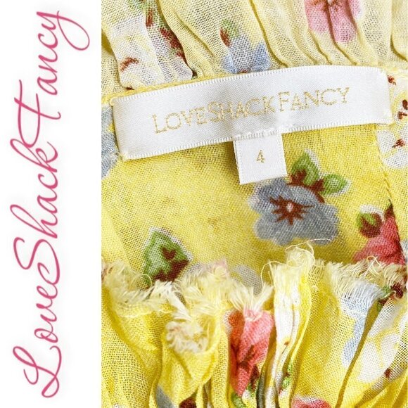 LOVE SHACK FANCY ALEXIA RUFFLE TIERED HI-LO FLORAL DRESS COTTAGECORE MILKMAID, 4 - Picture 7 of 13